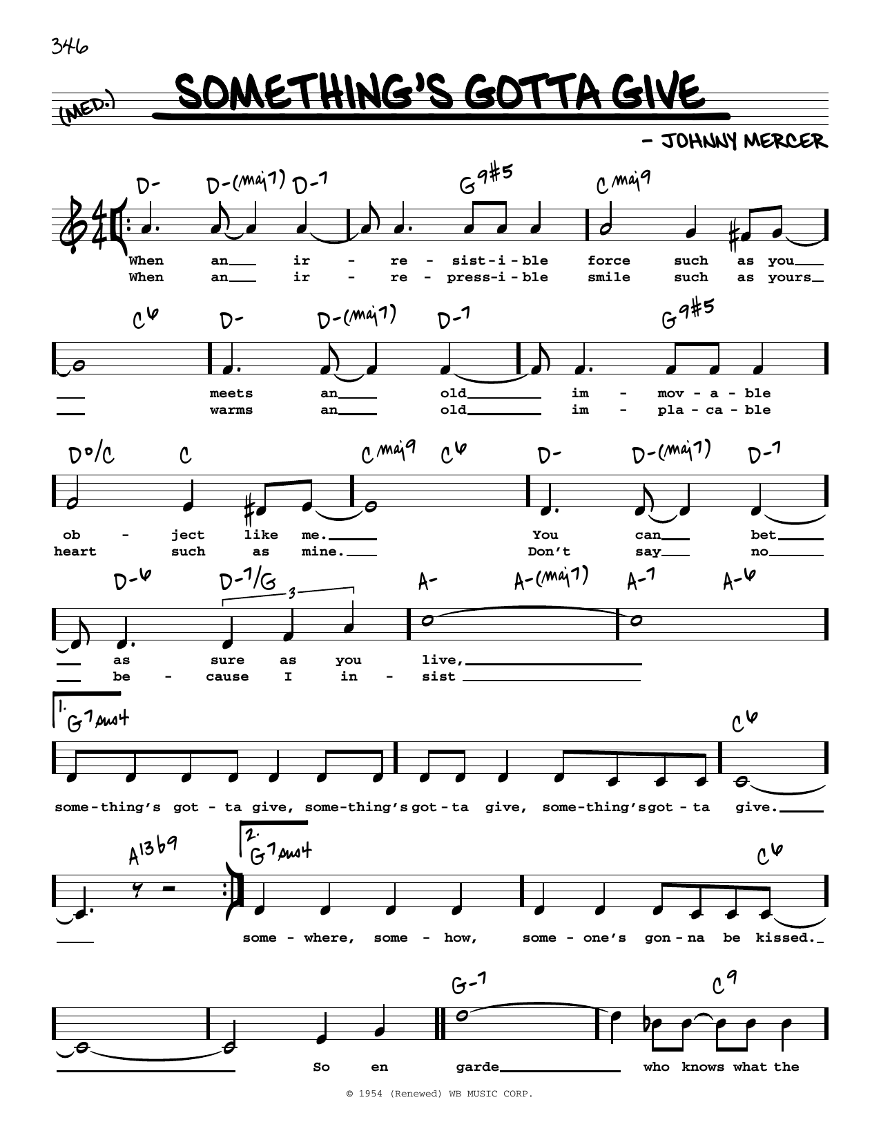 The McGuire Sisters Something's Gotta Give (High Voice) sheet music notes and chords. Download Printable PDF.