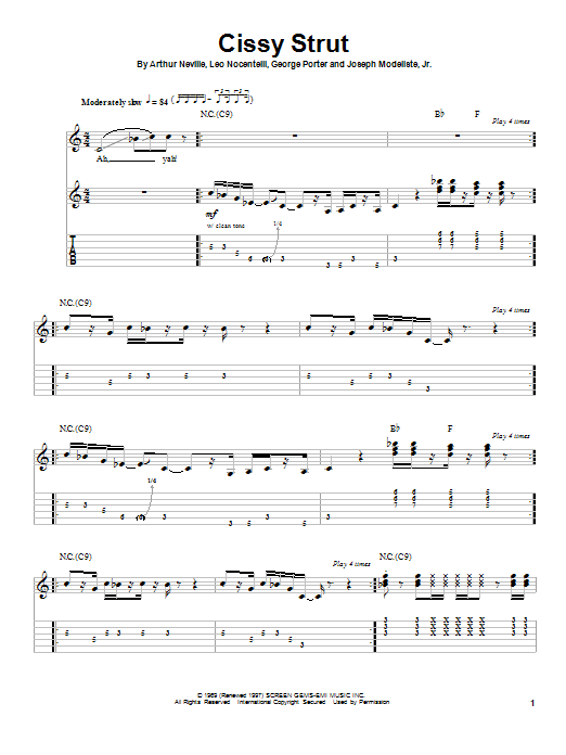 The Meters Cissy Strut sheet music notes and chords. Download Printable PDF.