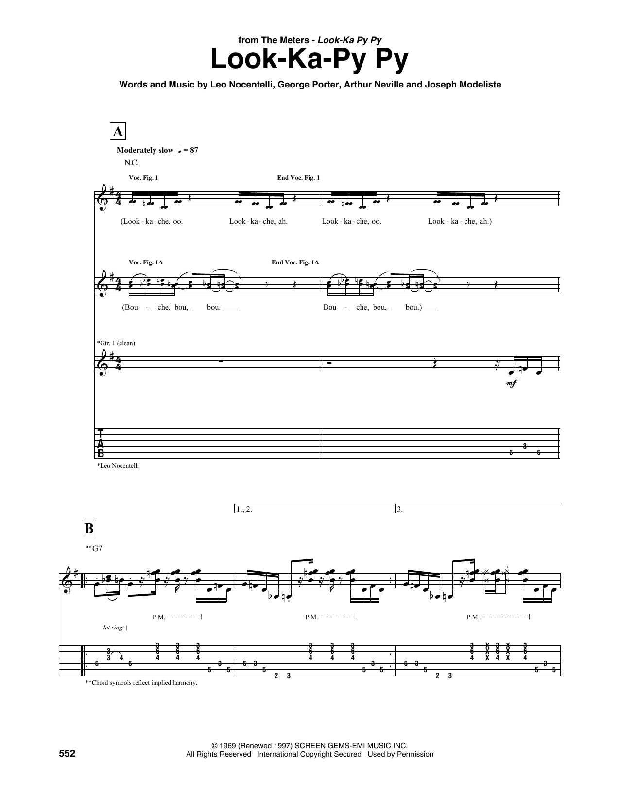 The Meters Look-Ka Py Py sheet music notes and chords. Download Printable PDF.