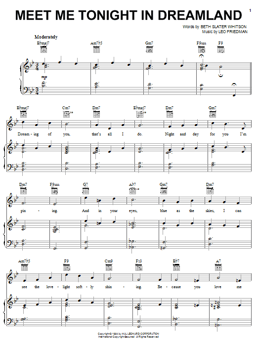 The Mills Brothers Meet Me Tonight In Dreamland sheet music notes and chords. Download Printable PDF.