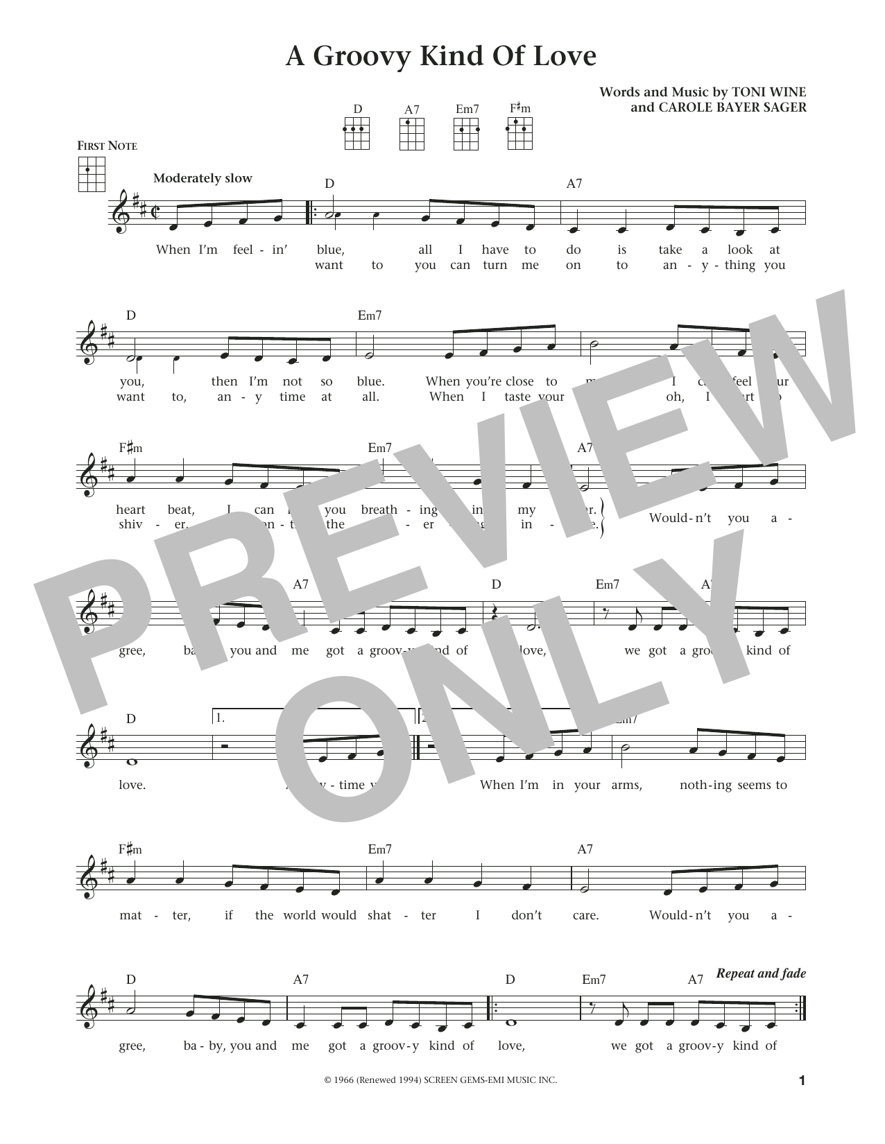Learn to play The Mindbenders A Groovy Kind Of Love (from The Daily Ukulele) (arr. Liz and Jim Beloff) sheet music for Ukulele in minutes. Price: 5.9900$ The Mindbenders A Groovy Kind Of Love (from The Daily Ukulele) (arr. Liz and Jim Beloff) sheet music notes and chords arranged for Ukulele