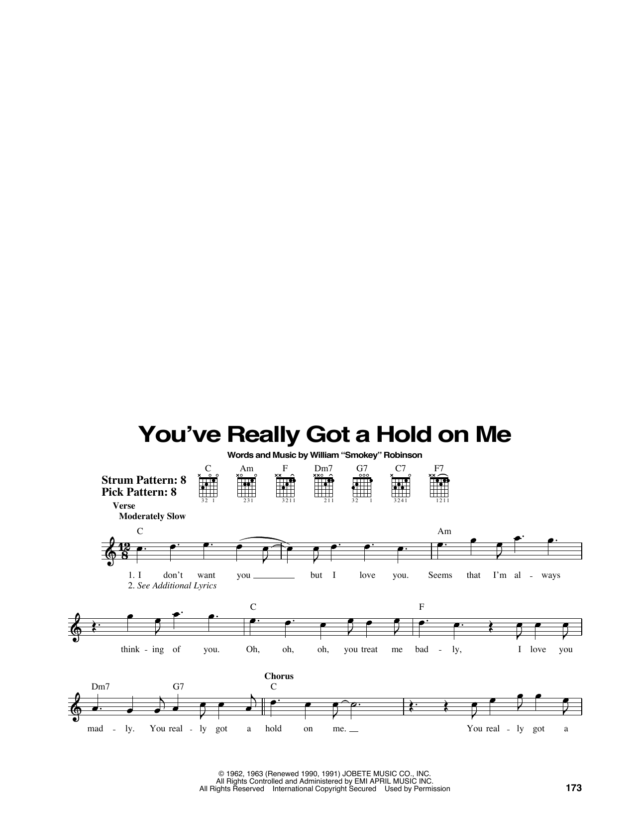 The Miracles You've Really Got A Hold On Me sheet music notes and chords. Download Printable PDF.