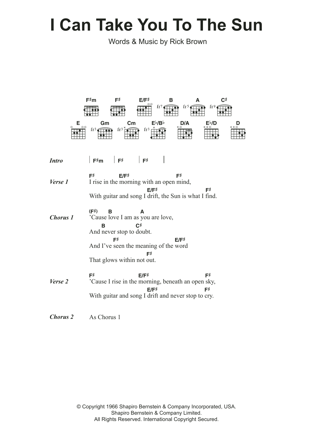 The Misunderstood I Can Take You To The Sun sheet music notes and chords. Download Printable PDF.