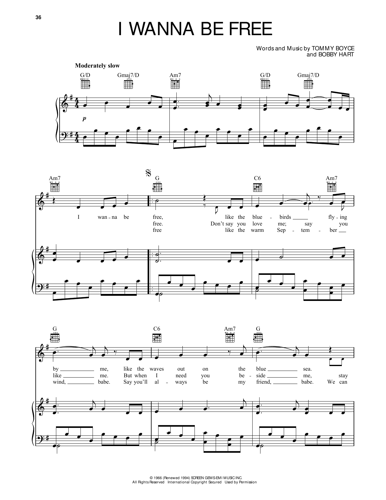 Learn to play The Monkees I Wanna Be Free sheet music for Piano, Vocal & Guitar Chords (Right-Hand Melody) in minutes. Price: 6.9900$ The Monkees I Wanna Be Free sheet music notes and chords arranged for Piano, Vocal & Guitar Chords (Right-Hand Melody)