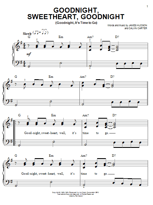 The Spaniels Goodnight, Sweetheart, Goodnight (Goodnight, It's Time To Go) sheet music notes and chords. Download Printable PDF.