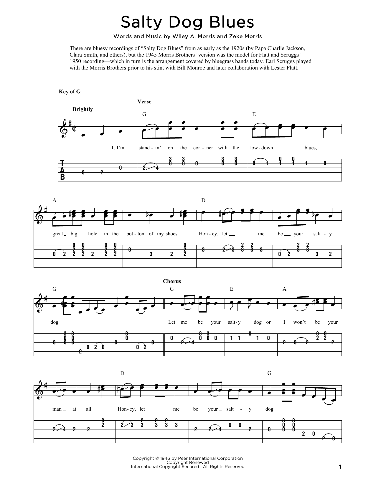 The Morris Brothers Salty Dog Blues (arr. Fred Sokolow) sheet music notes and chords. Download Printable PDF.