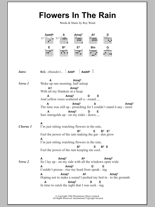 The Move Flowers In The Rain sheet music notes and chords. Download Printable PDF.