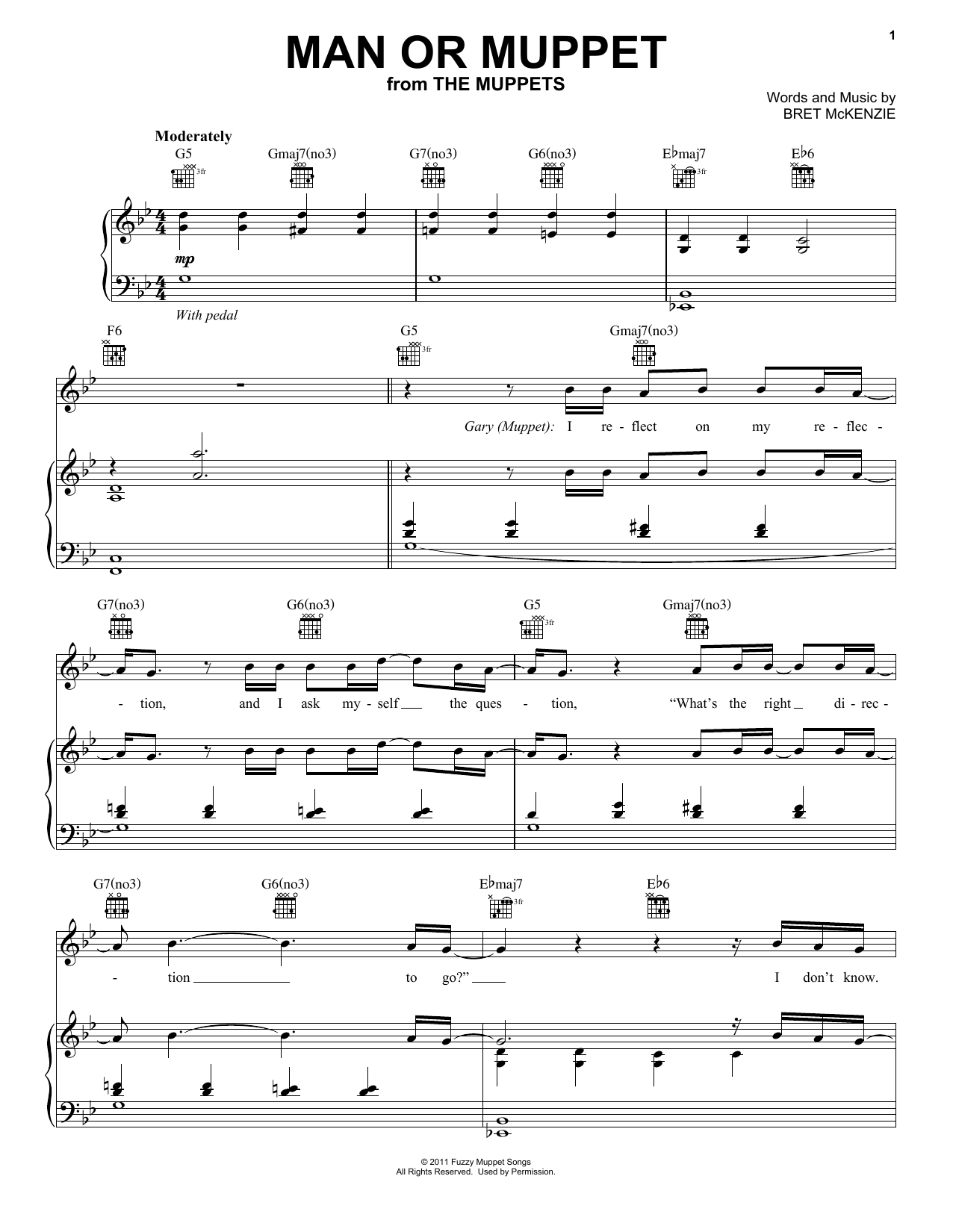 The Muppets Man Or Muppet sheet music notes and chords. Download Printable PDF.