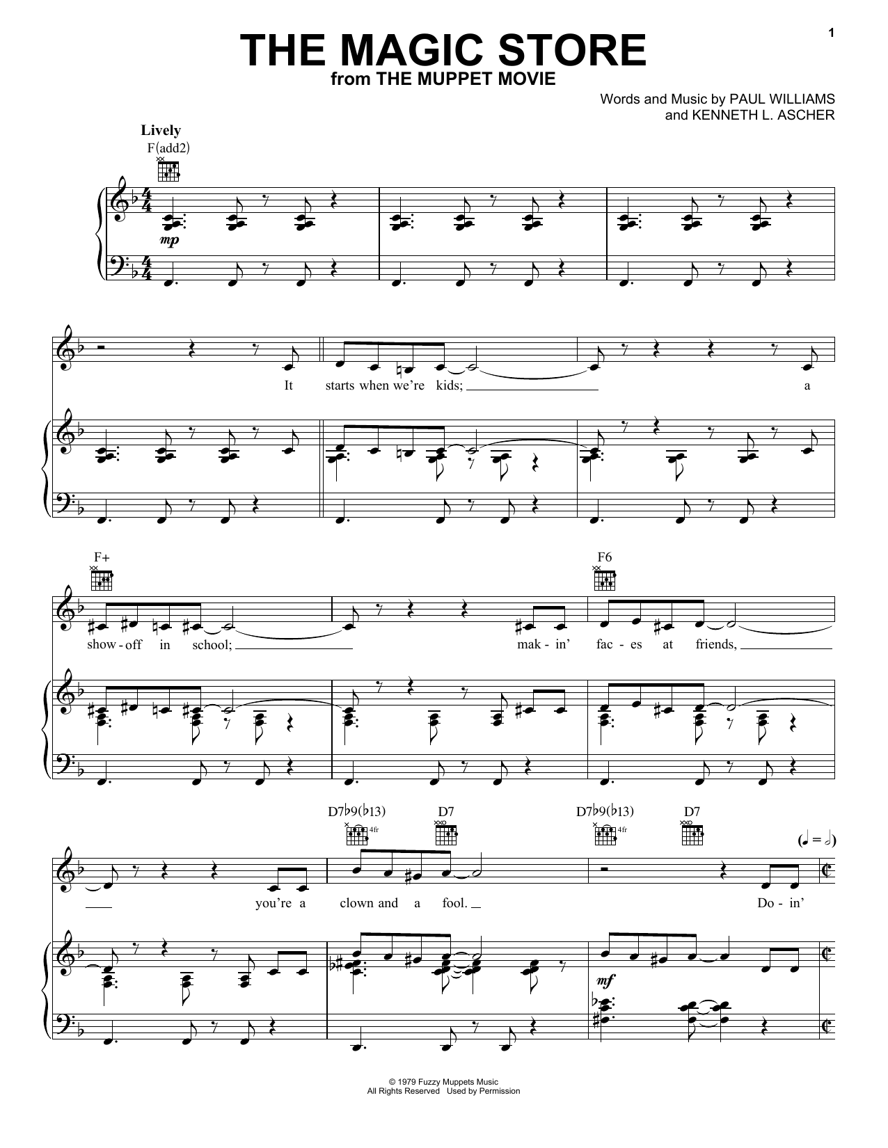 The Muppets The Magic Store (from The Muppet Movie) sheet music notes and chords. Download Printable PDF.