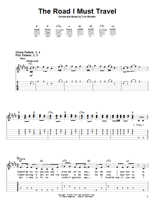 The Nightwatchman The Road I Must Travel sheet music notes and chords. Download Printable PDF.