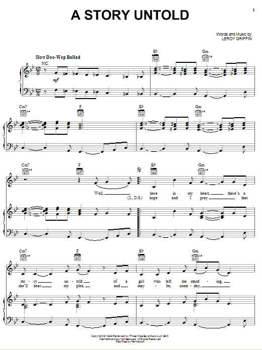 Learn to play The Nutmegs A Story Untold sheet music for Piano, Vocal & Guitar Chords (Right-Hand Melody) in minutes. Price: 7.8900$ The Nutmegs A Story Untold sheet music notes and chords arranged for Piano, Vocal & Guitar Chords (Right-Hand Melody)