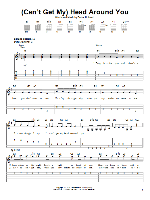 The Offspring (Can't Get My) Head Around You sheet music notes and chords. Download Printable PDF.