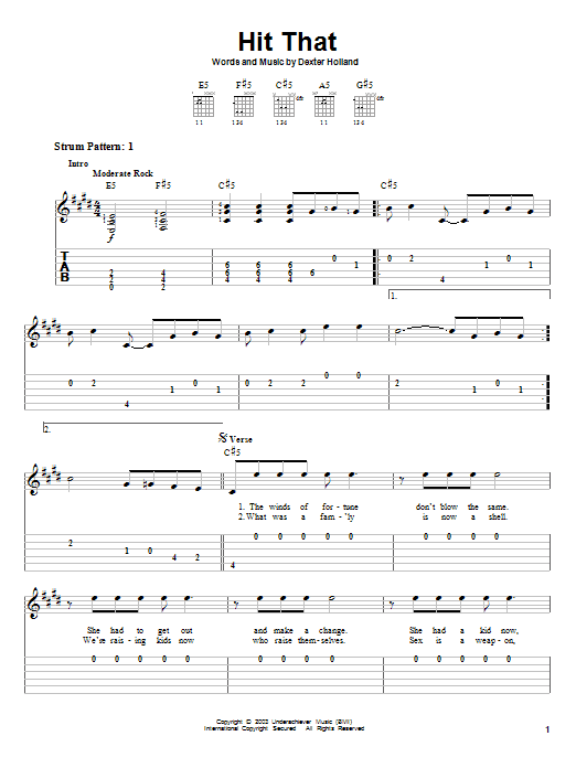 The Offspring Hit That sheet music notes and chords. Download Printable PDF.