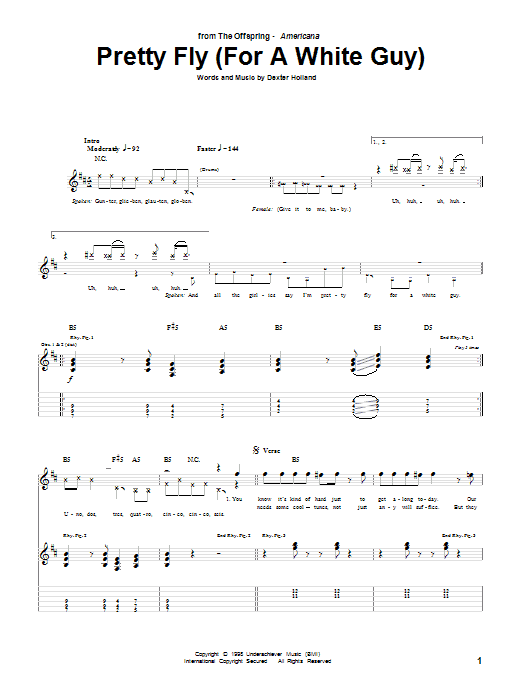 The Offspring Pretty Fly (For A White Guy) sheet music notes and chords. Download Printable PDF.