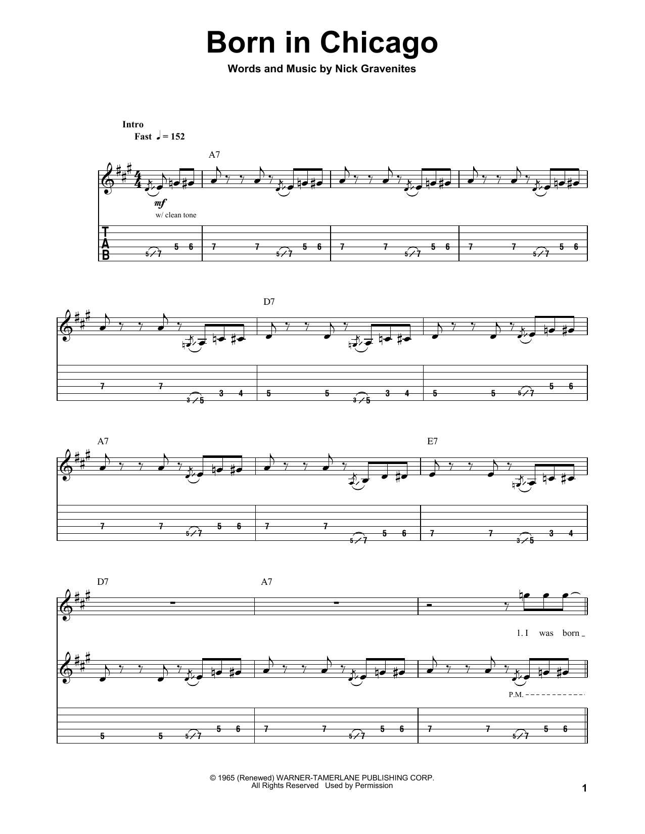 The Paul Butterfield Blues Band Born In Chicago sheet music notes and chords. Download Printable PDF.