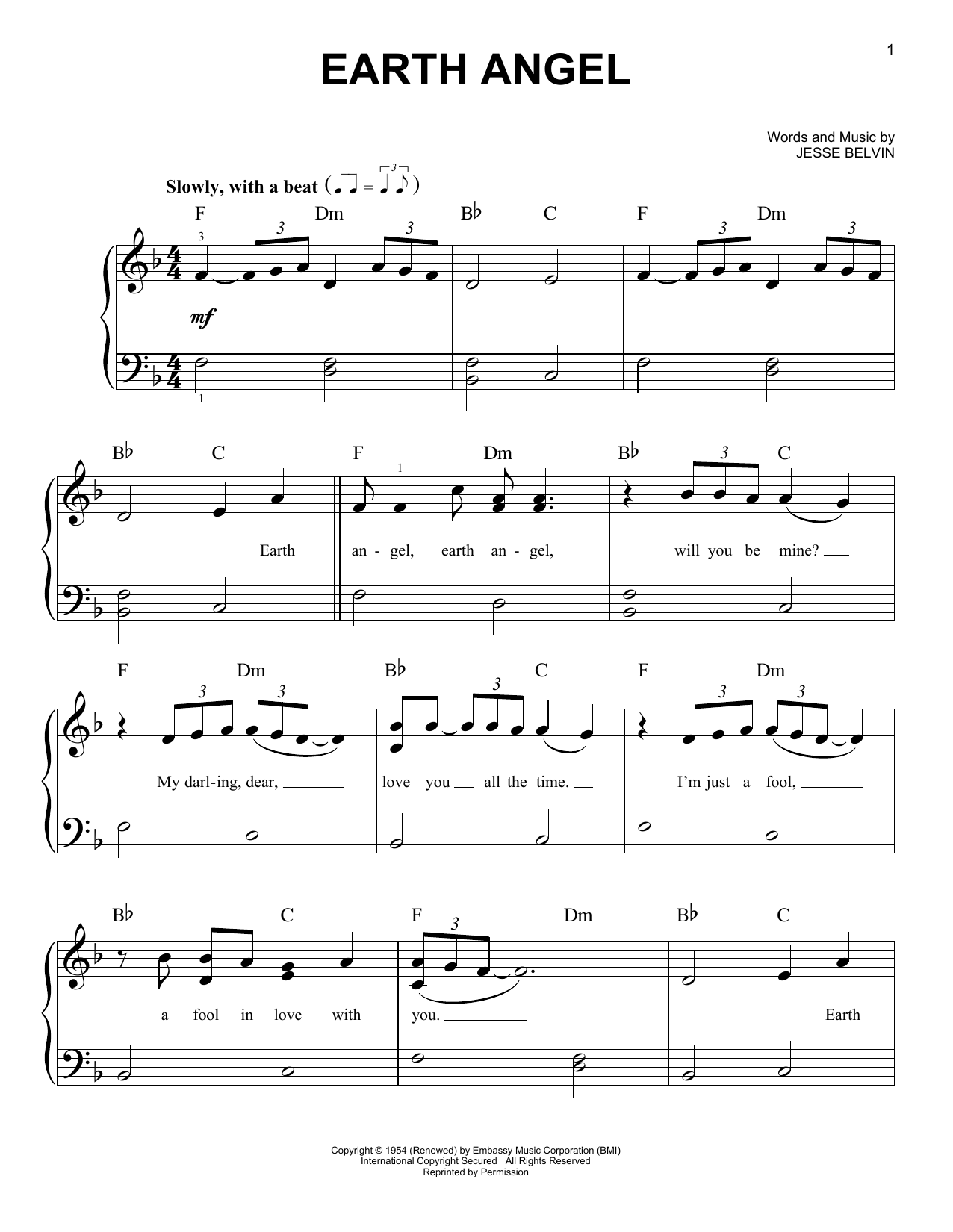 The Penguins Earth Angel sheet music notes and chords. Download Printable PDF.