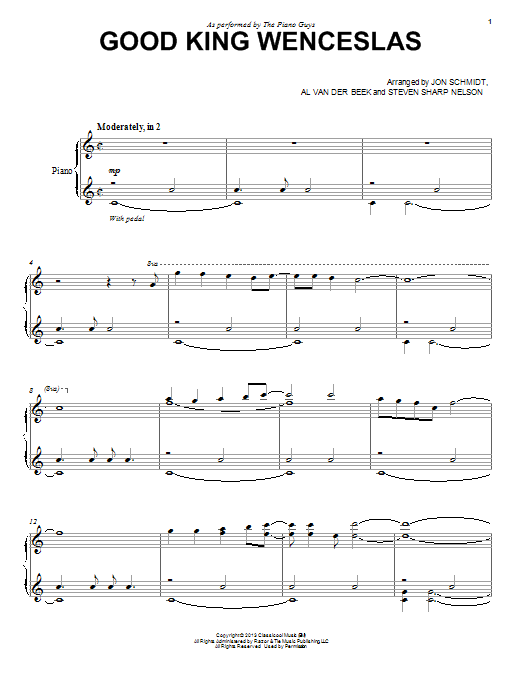 The Piano Guys Good King Wenceslas sheet music notes and chords. Download Printable PDF.