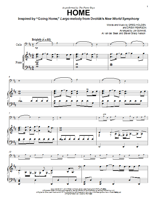 The Piano Guys Home sheet music notes and chords. Download Printable PDF.