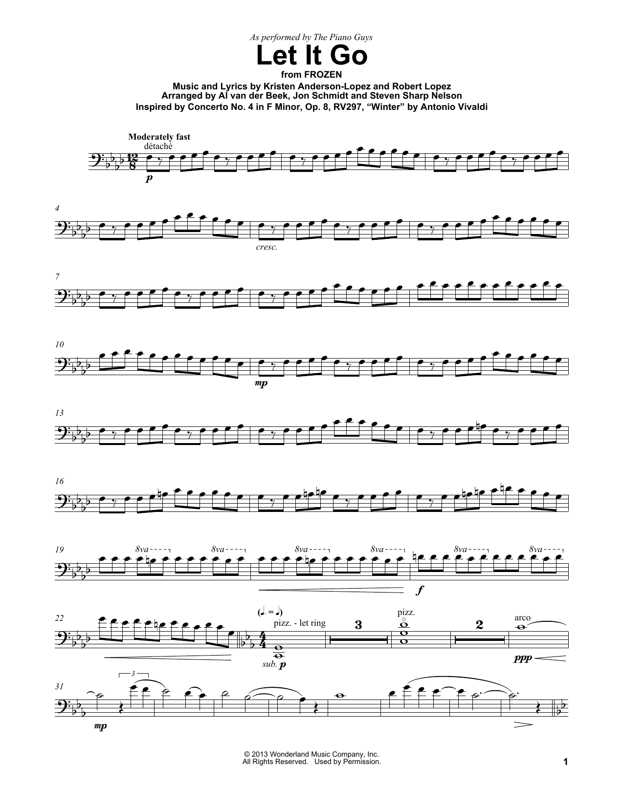 The Piano Guys Let It Go (from Frozen) sheet music notes and chords. Download Printable PDF.