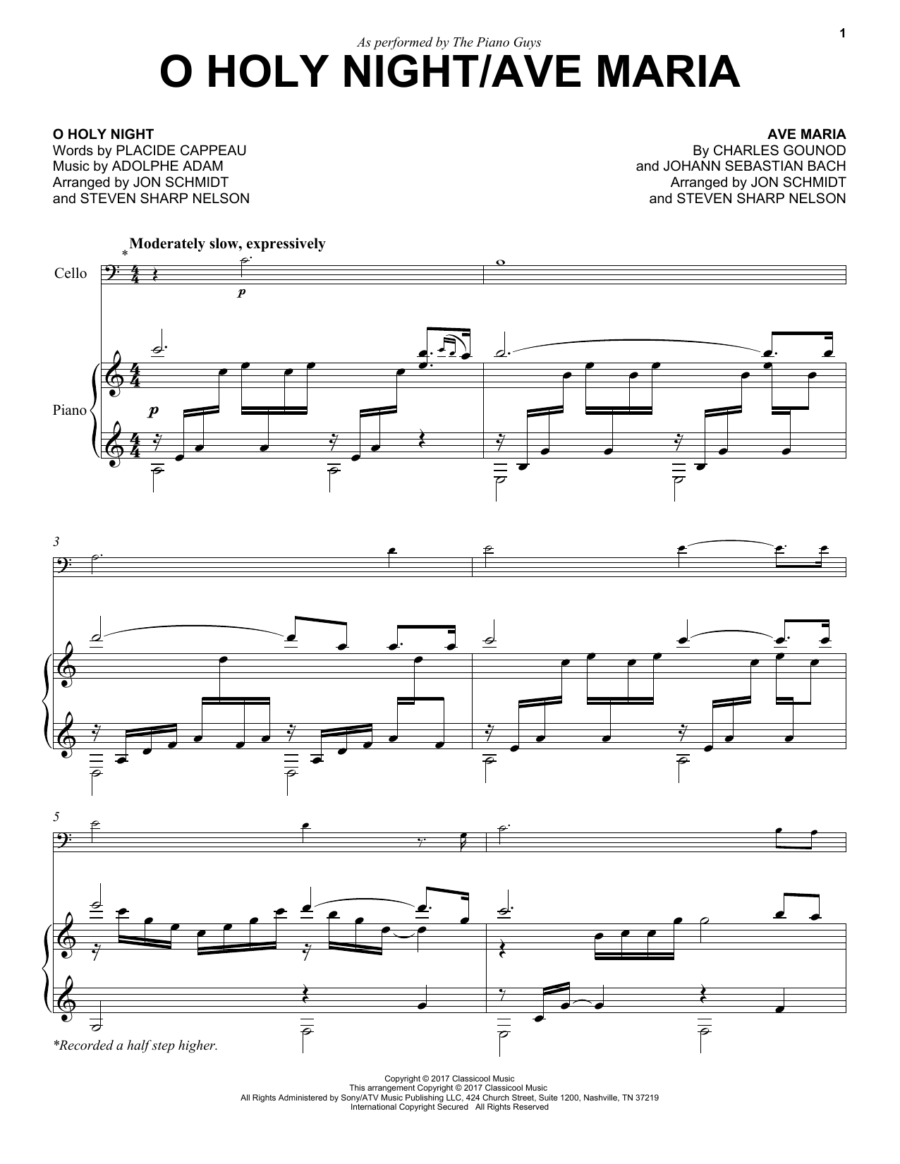 The Piano Guys O Holy Night/Ave Maria sheet music notes and chords. Download Printable PDF.