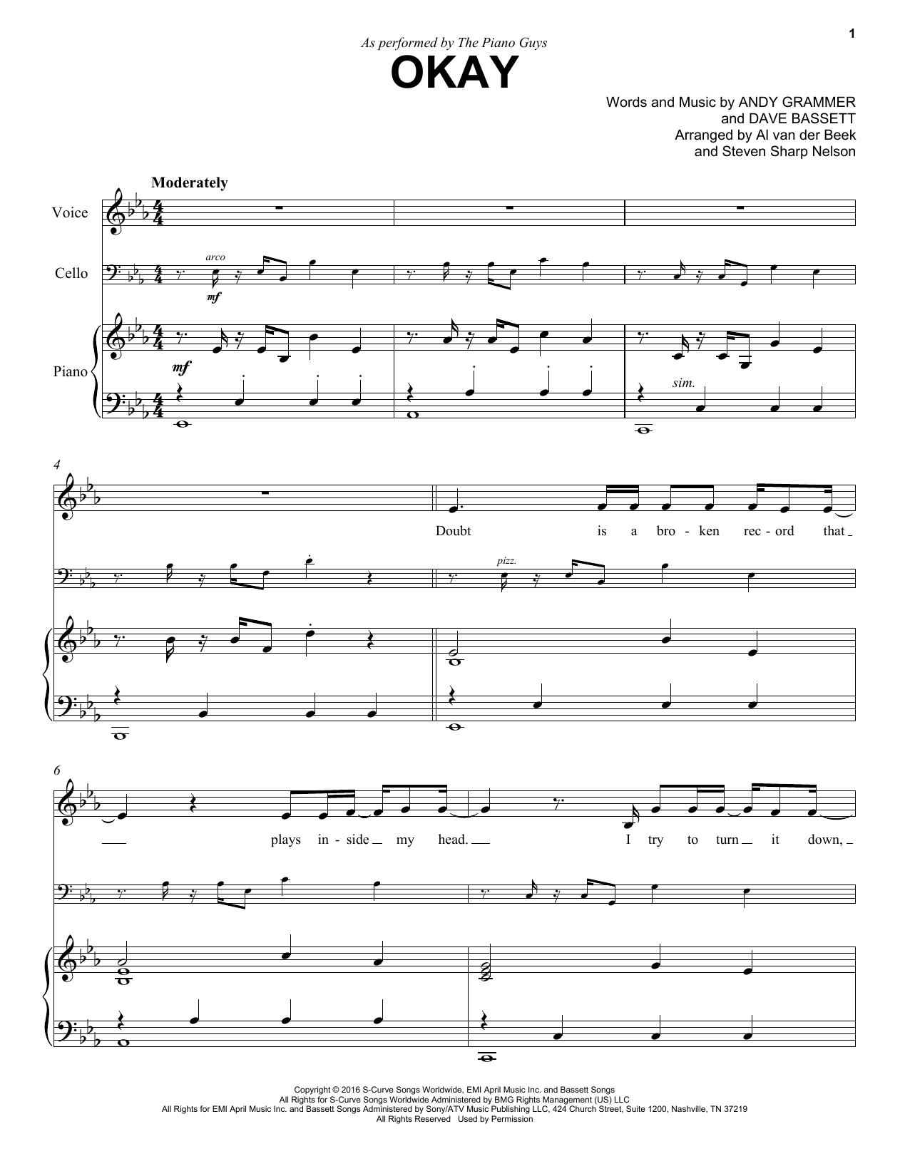 The Piano Guys Okay sheet music notes and chords. Download Printable PDF.