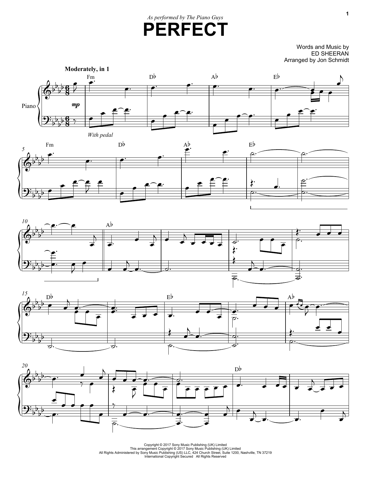 The Piano Guys Perfect sheet music notes and chords. Download Printable PDF.