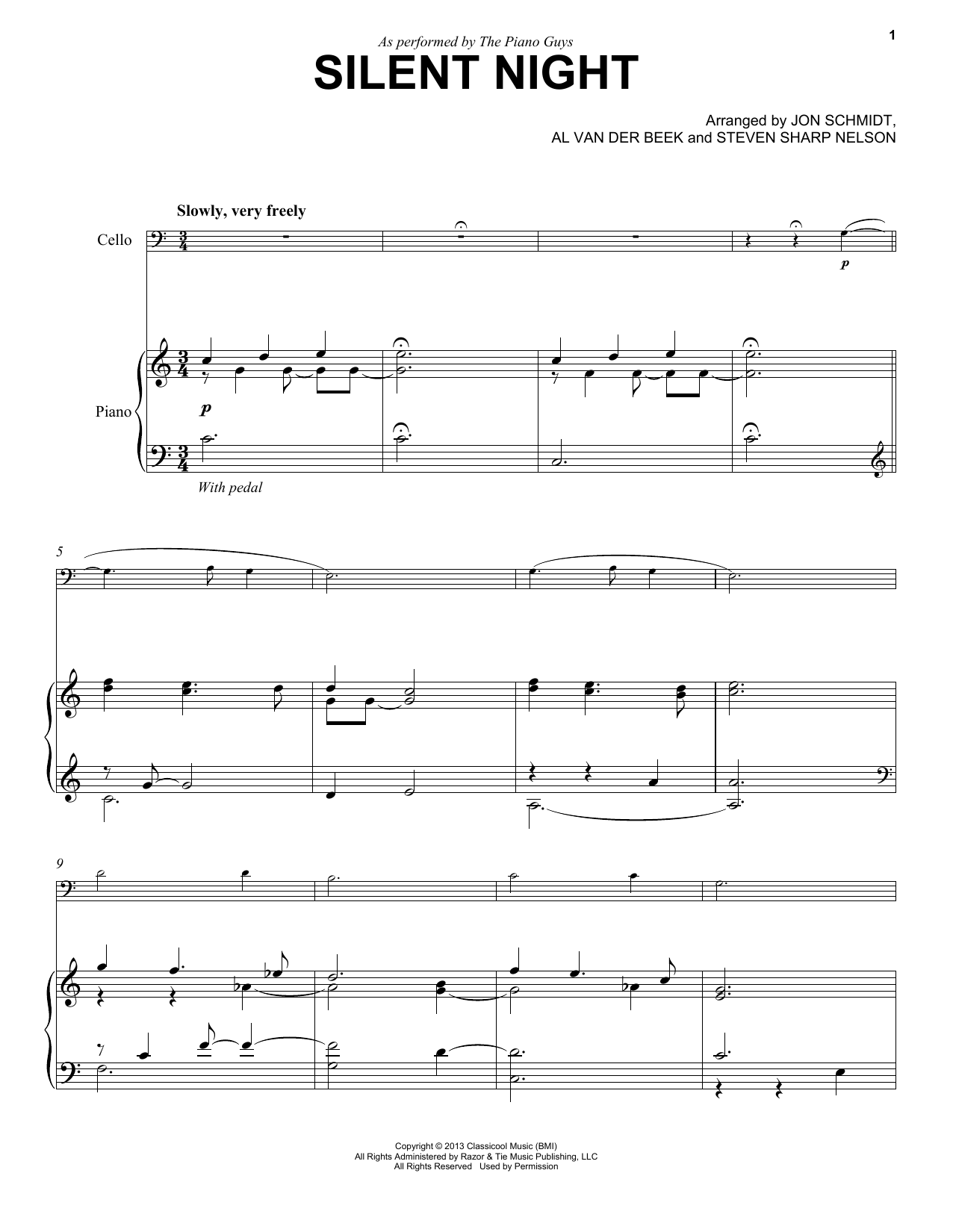 The Piano Guys Silent Night sheet music notes and chords. Download Printable PDF.