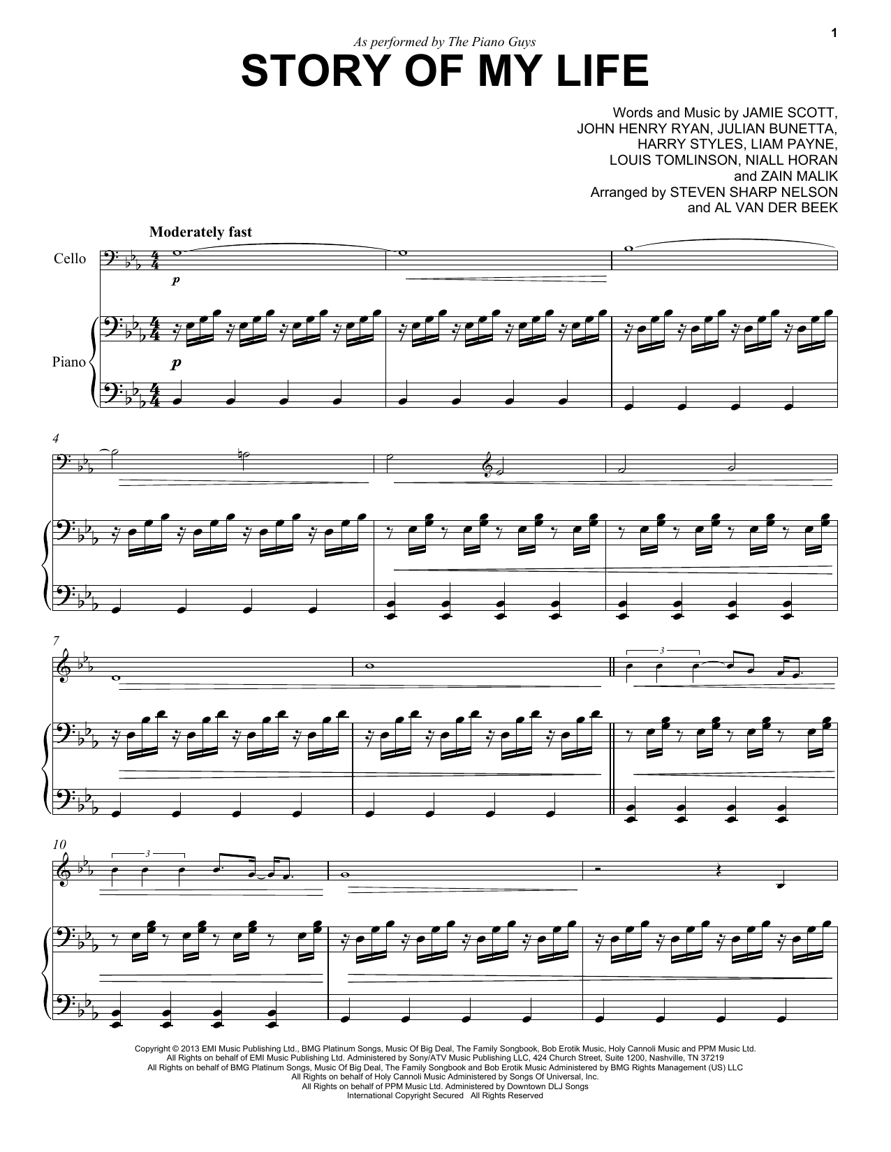 The Piano Guys Story Of My Life sheet music notes and chords. Download Printable PDF.