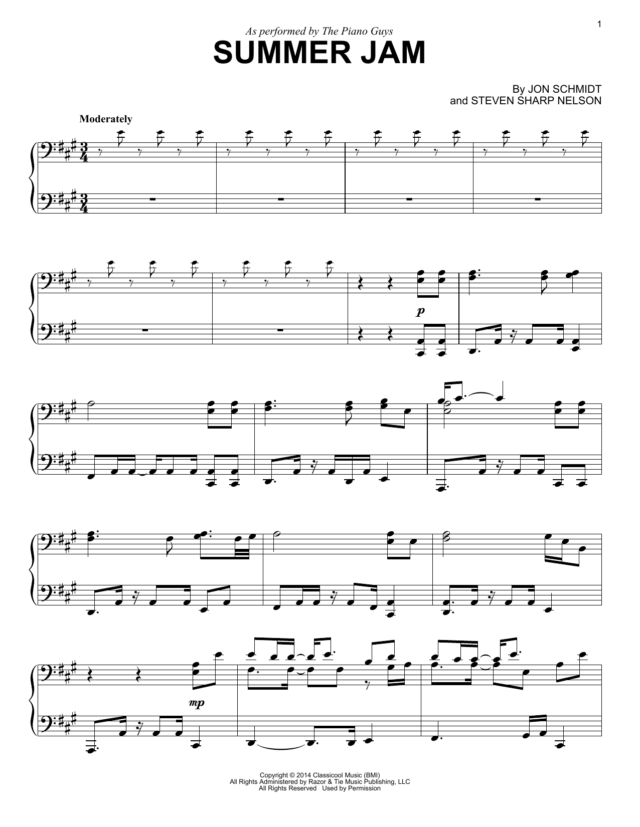 The Piano Guys Summer Jam sheet music notes and chords. Download Printable PDF.