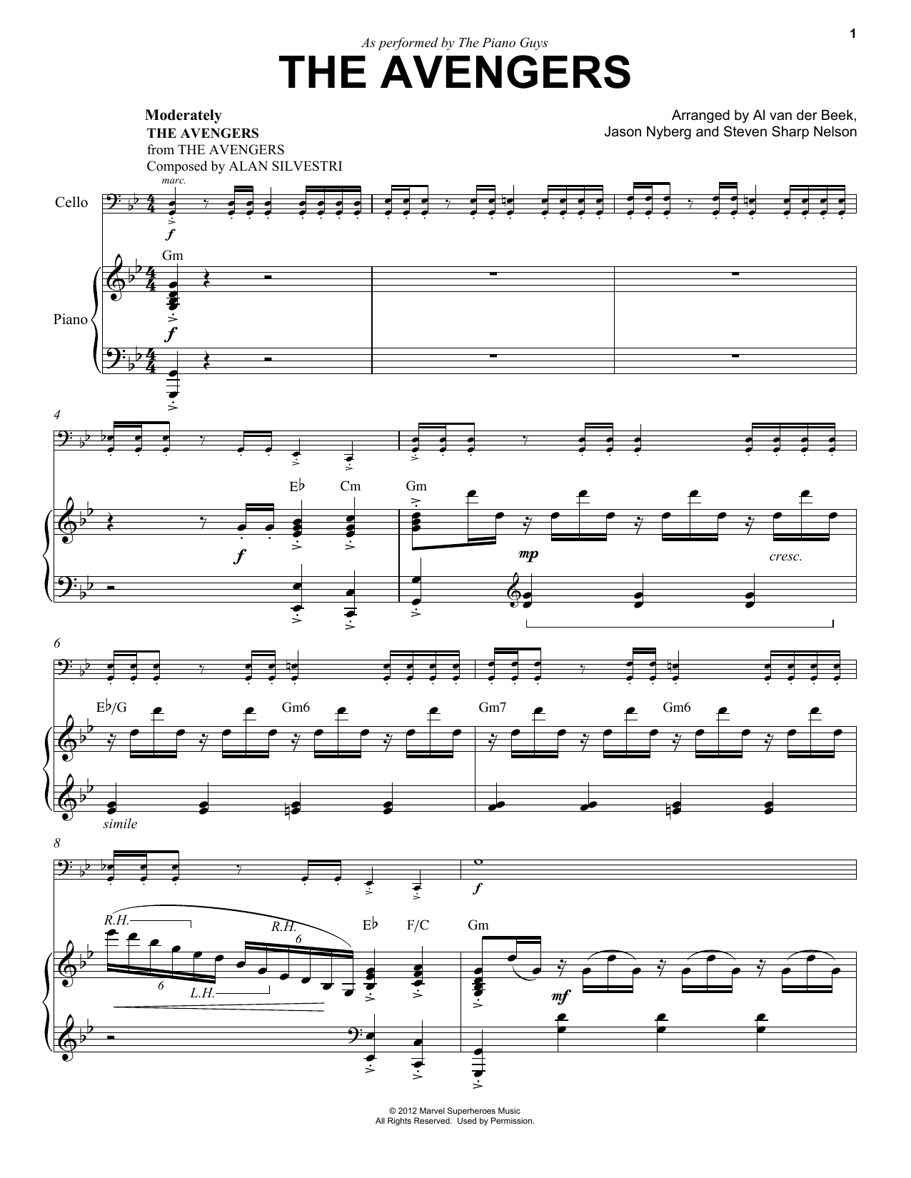 Learn to play The Piano Guys The Avengers sheet music for Cello and Piano in minutes. Price: 7.8900$ The Piano Guys The Avengers sheet music notes and chords arranged for Cello and Piano