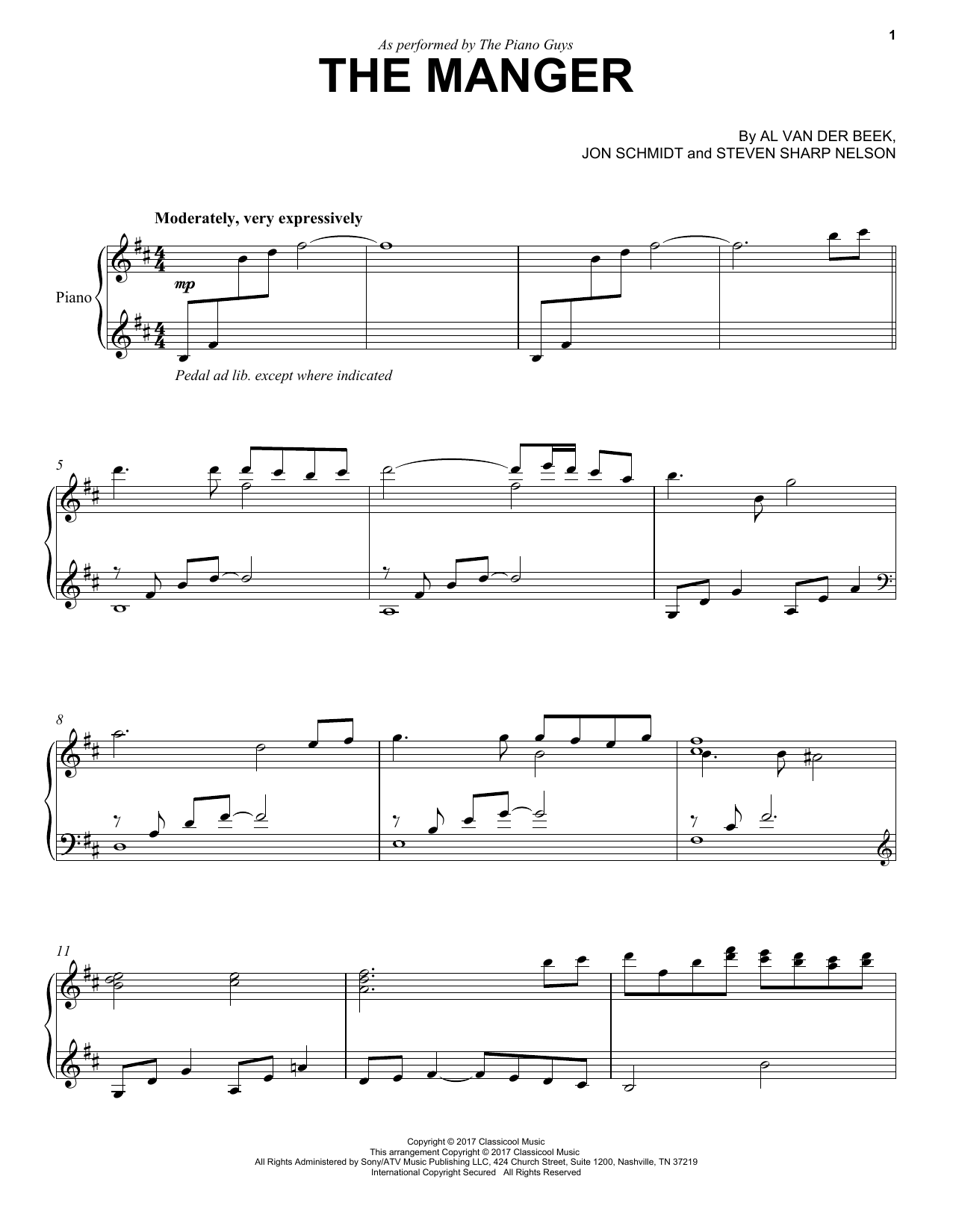 The Piano Guys The Manger sheet music notes and chords. Download Printable PDF.