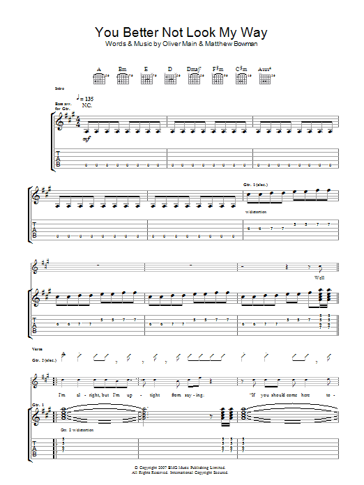 Learn to play The Pigeon Detectives You Better Not Look My Way sheet music for Guitar Tab in minutes. Price: 7.8900$ The Pigeon Detectives You Better Not Look My Way sheet music notes and chords arranged for Guitar Tab
