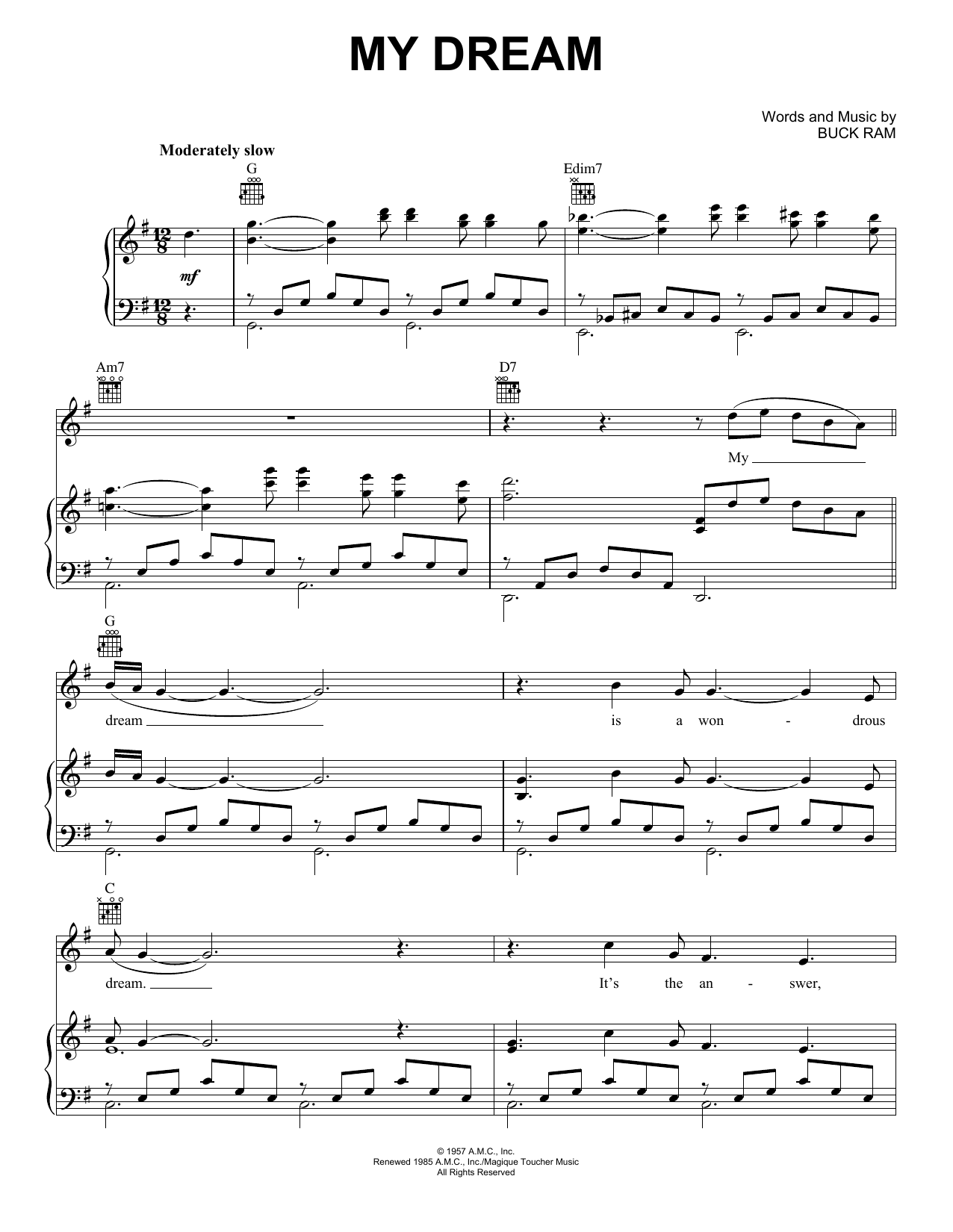 The Platters My Dream sheet music notes and chords. Download Printable PDF.