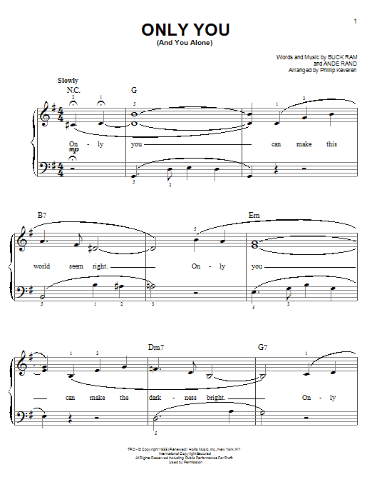 The Platters Only You (And You Alone) sheet music notes and chords. Download Printable PDF.