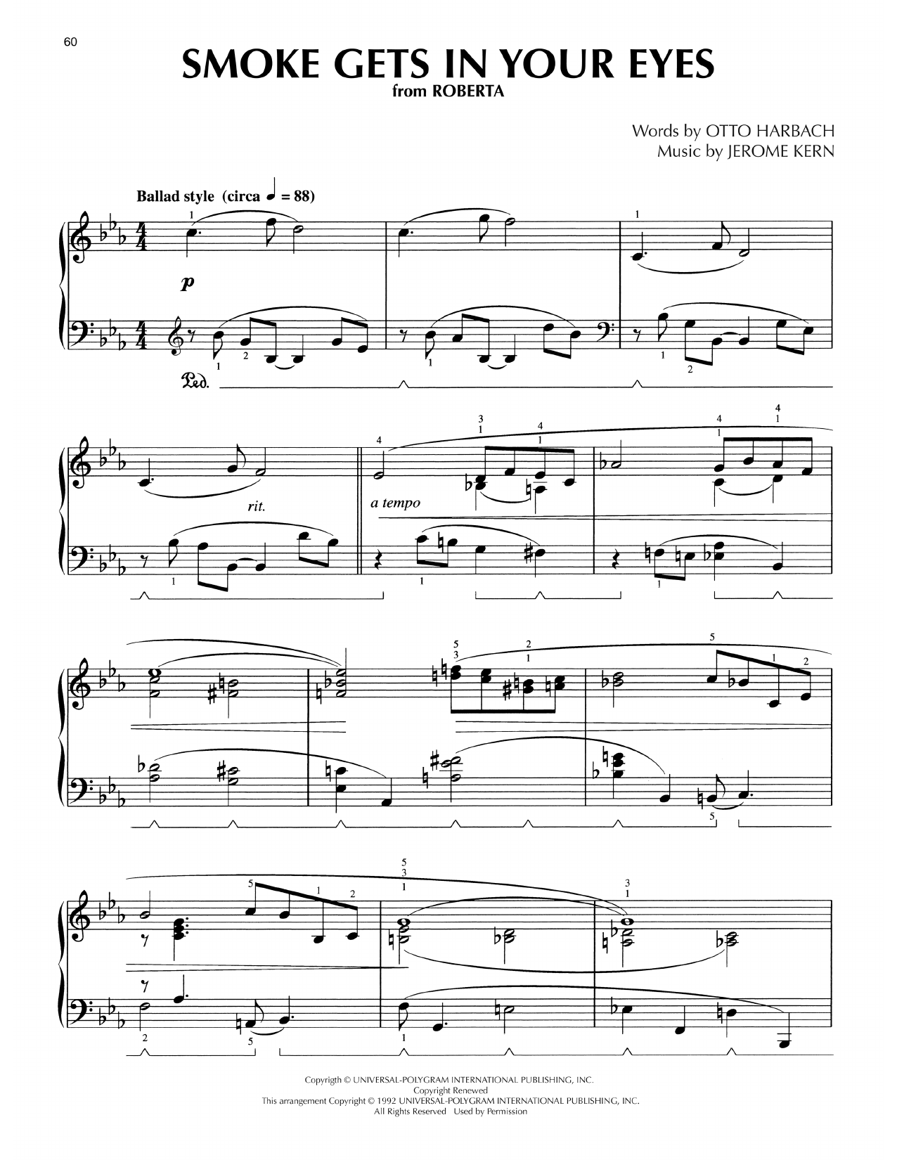 The Platters Smoke Gets In Your Eyes (arr. Lee Evans) sheet music notes and chords. Download Printable PDF.