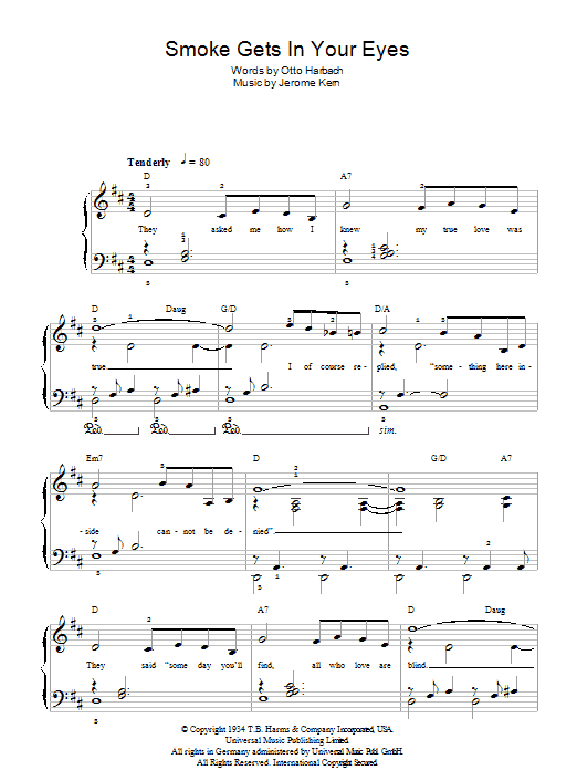 The Platters Smoke Gets In Your Eyes sheet music notes and chords. Download Printable PDF.