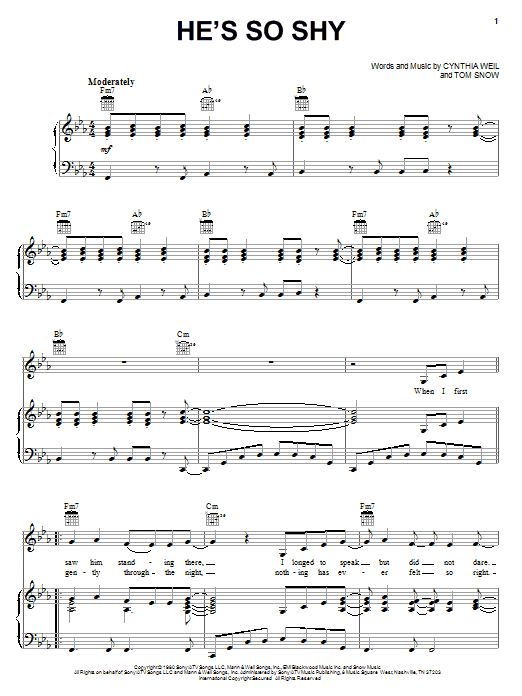 The Pointer Sisters He's So Shy sheet music notes and chords. Download Printable PDF.