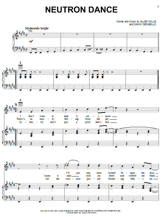 Learn to play The Pointer Sisters Neutron Dance sheet music for Piano, Vocal & Guitar Chords (Right-Hand Melody) in minutes. Price: 7.8900$ The Pointer Sisters Neutron Dance sheet music notes and chords arranged for Piano, Vocal & Guitar Chords (Right-Hand Melody)