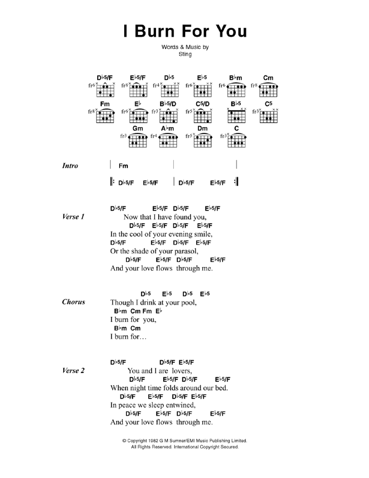 The Police I Burn For You sheet music notes and chords. Download Printable PDF.