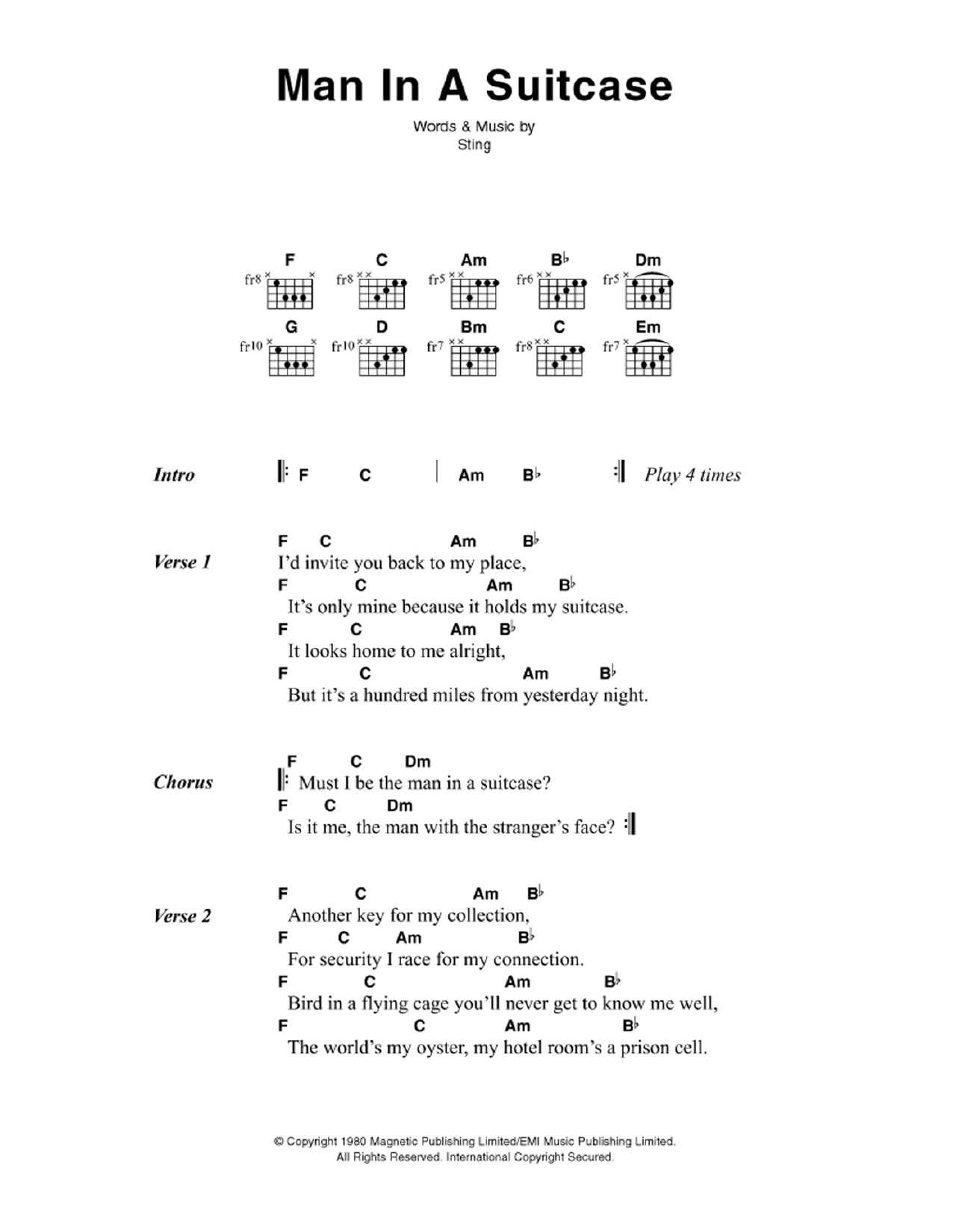 The Police Man In A Suitcase sheet music notes and chords. Download Printable PDF.