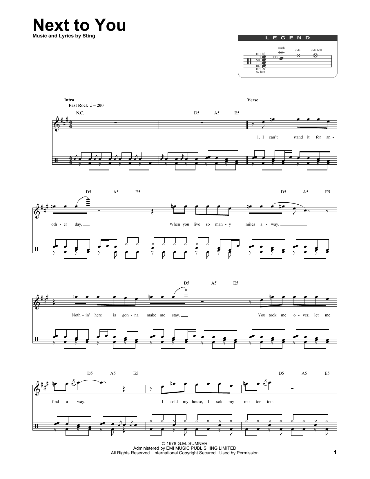 The Police Next To You sheet music notes and chords. Download Printable PDF.