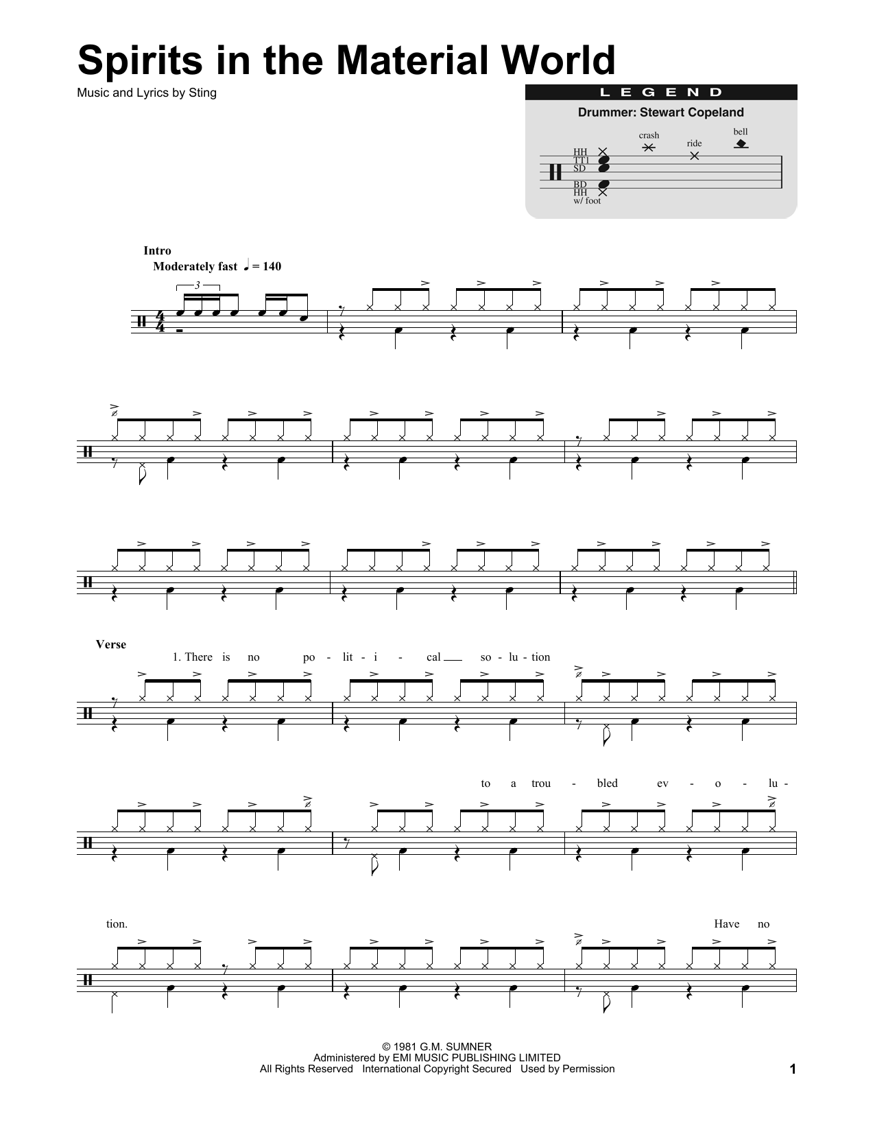 The Police Spirits In The Material World sheet music notes and chords. Download Printable PDF.