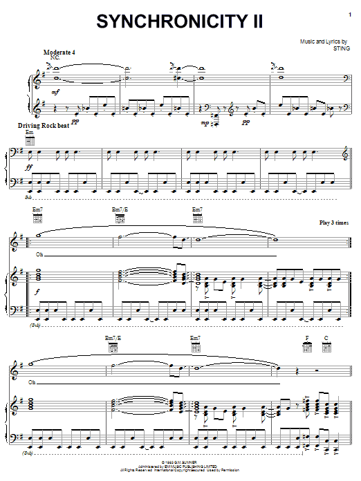 The Police Synchronicity II sheet music notes and chords. Download Printable PDF.