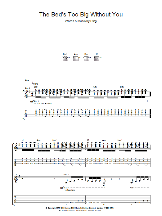 Learn to play The Police The Bed's Too Big Without You sheet music for Guitar Chords/Lyrics in minutes. Price: 4.4900$ The Police The Bed's Too Big Without You sheet music notes and chords arranged for Guitar Chords/Lyrics