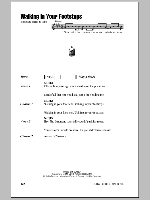 The Police Walking In Your Footsteps sheet music notes and chords. Download Printable PDF.