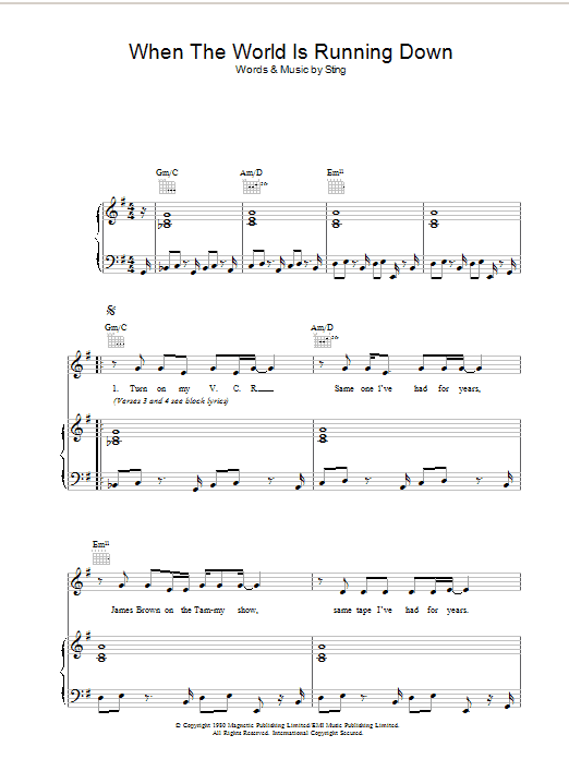 The Police When The World Is Running Down sheet music notes and chords. Download Printable PDF.