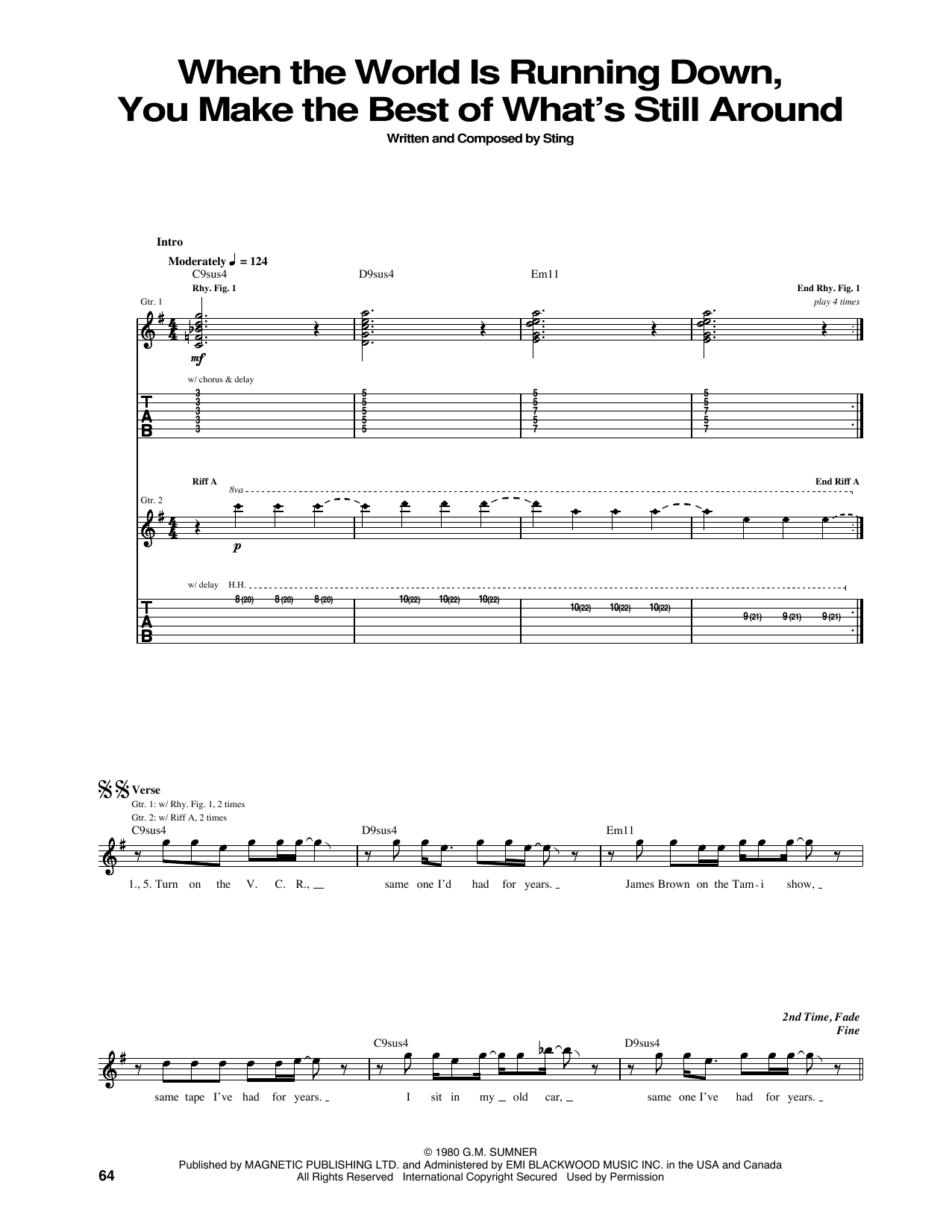 The Police When The World Is Running Down, You Make The Best Of What's Still Around sheet music notes and chords. Download Printable PDF.