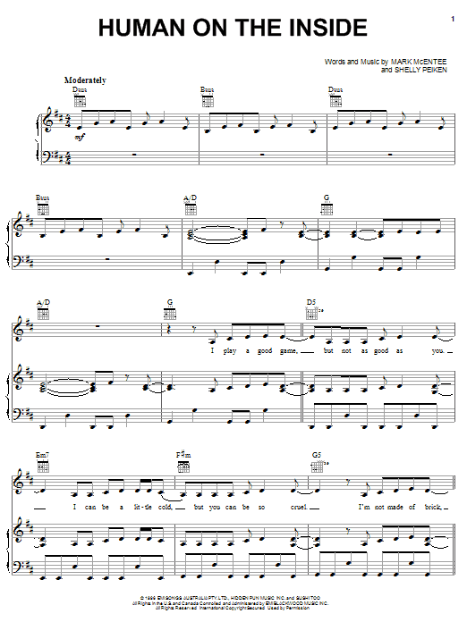 The Pretenders Human On The Inside sheet music notes and chords. Download Printable PDF.