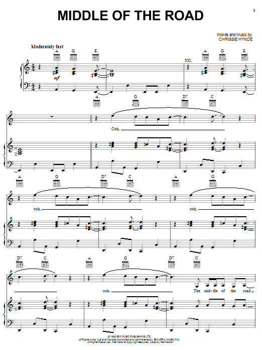 The Pretenders Middle Of The Road sheet music notes and chords. Download Printable PDF.