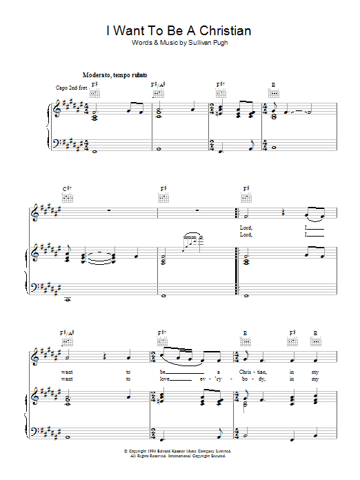 Learn to play The Proclaimers I Want To Be A Christian sheet music for Piano, Vocal & Guitar Chords in minutes. Price: 7.8900$ The Proclaimers I Want To Be A Christian sheet music notes and chords arranged for Piano, Vocal & Guitar Chords